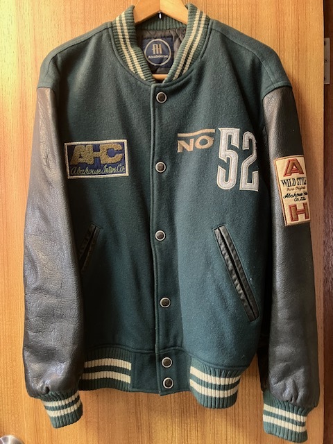 美品!保存状態良好!ABA HOUSE アバハウス スタジャン 黒牛革レザー 送料無料拍卖