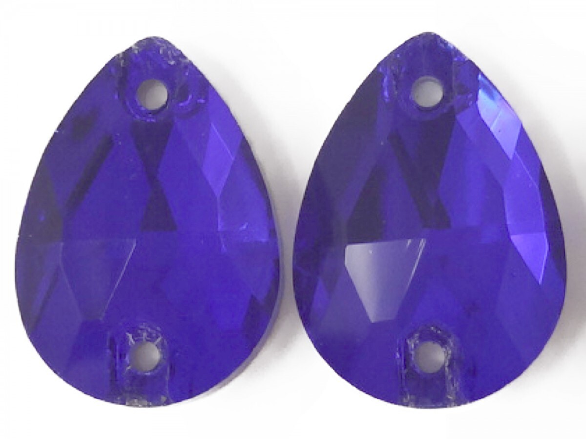 キラリ手芸部 No.6150手芸用ビジュー パーツ ソーオン ストーン(ガラスビーズ ラインストーン)青色(ブルー)_1.8cm×1.3cm_9個入り拍卖