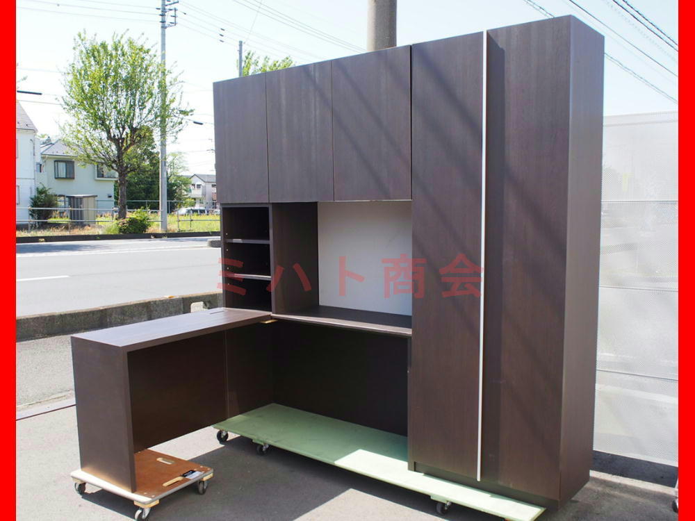 ★ 美品 特注 W2150 壁面収納 デスクシステム 右L形状 (在庫に左L1本在庫あり、選択可能)拍卖