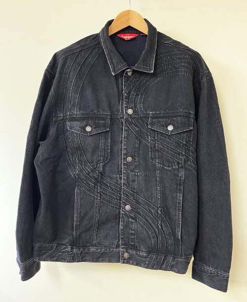 美品/シュプリーム(XL) S Logo Denim Trucker Jacket Black デニムジャケット 黒拍卖