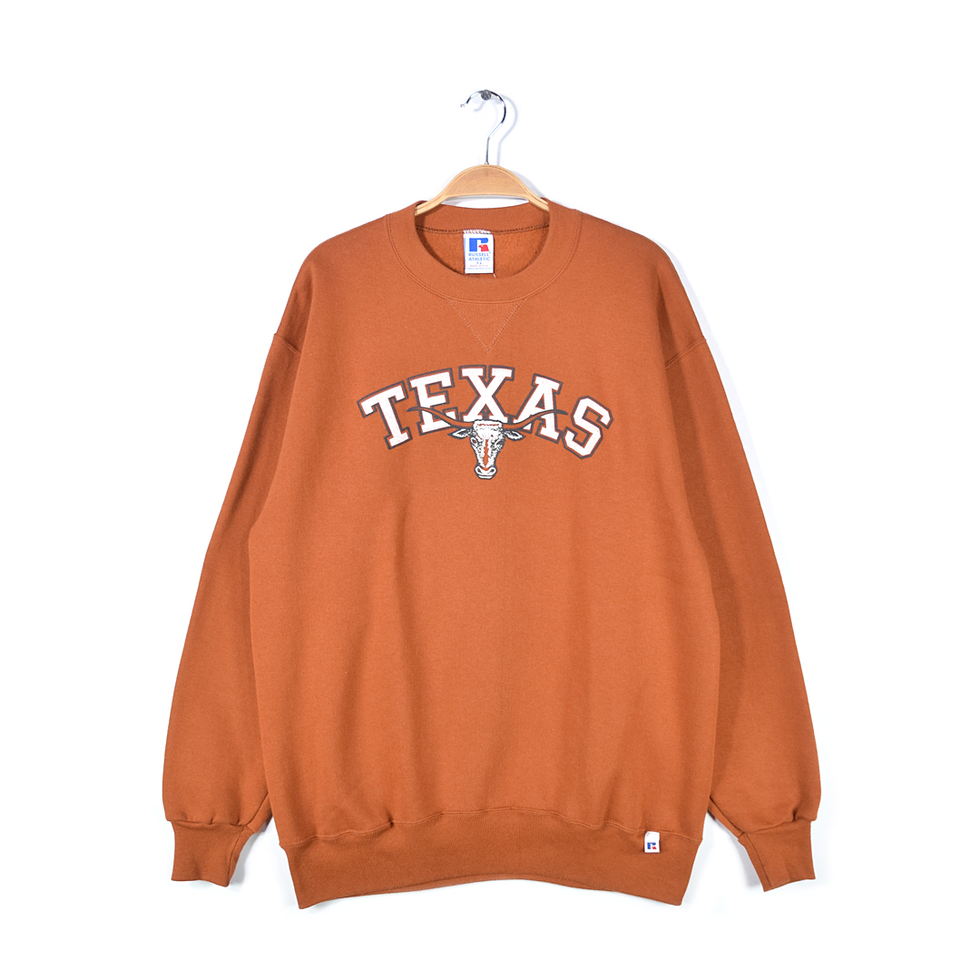 【送料無料】90s ラッセル USA製 美品 ヴィンテージスウェット テキサス 前V ブラウン RUSSELL ATHLETIC メンズXL 古着 @CF0893拍卖