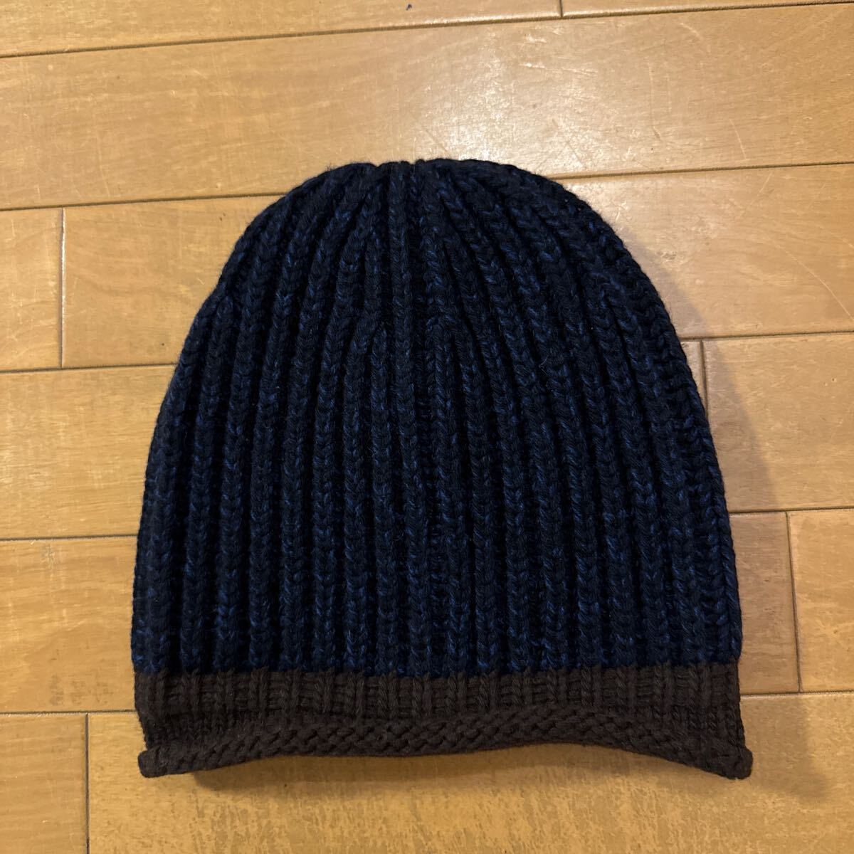 未使用 ジルサンダー jil sander カシミア ニット帽 ニットキャップ ビーニー ネイビー ニット ジルサンダープラス ブラウン拍卖