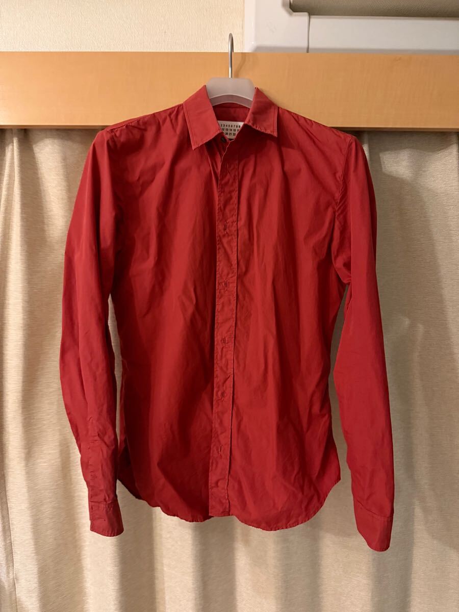 試着のみ maison margiela shirt マルジェラ 長袖シャツ シャツ コットン 赤系 サイズ 39 拍卖