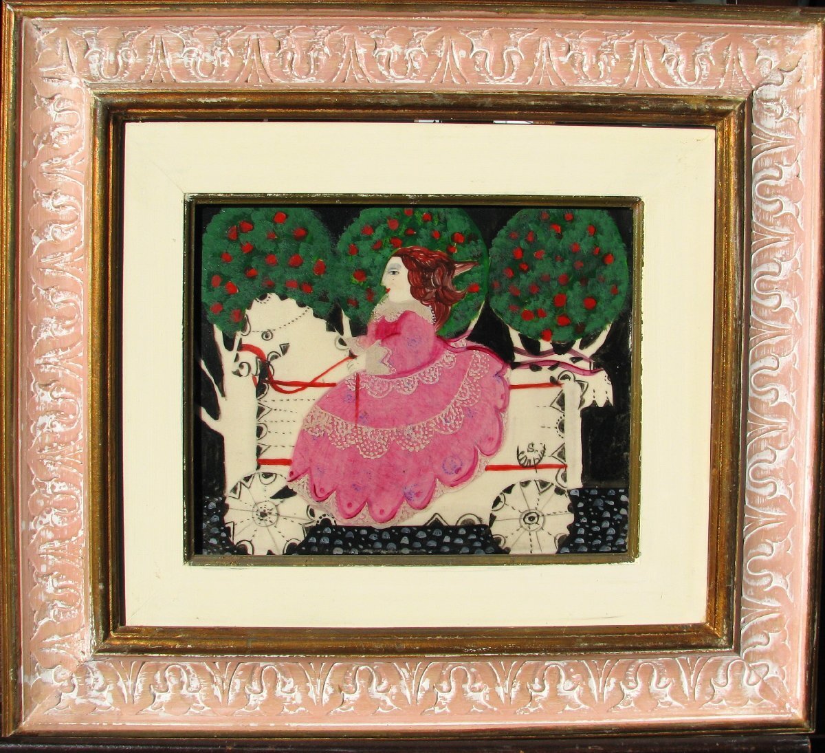 ☆おかたづけ☆イタリア現代美術,Simonetta Carpini,3号大、油彩,ローマSimonetta Carpini 画廊保証書,成行き拍卖