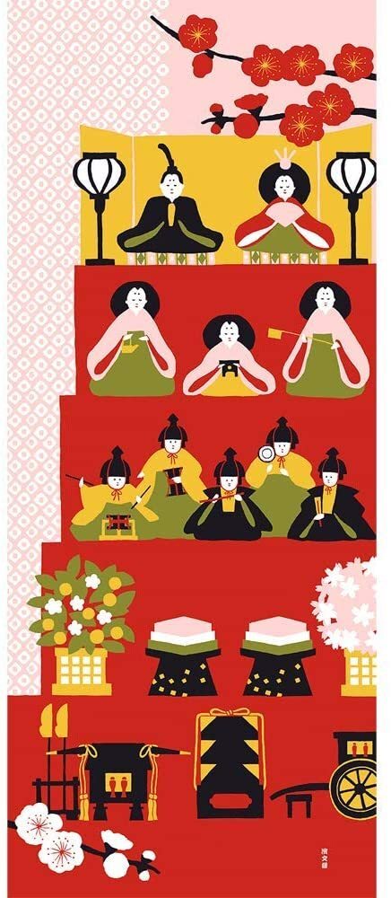 濱文様 絵手ぬぐい ひな人形 手拭い てぬぐい 桃の節句 ひな祭り 雛飾り おしゃれ メール便対応拍卖