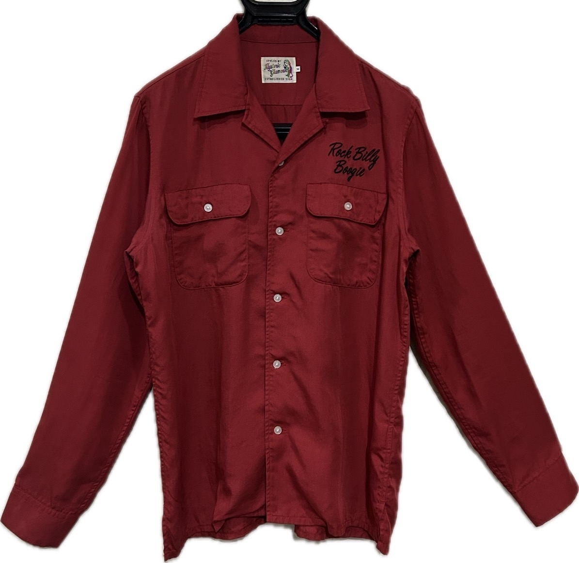 *ヒステリックグラマー HYSTERIC GLAMOUR SEE NO EVIL レーヨン ガール刺繍 オープンカラーシャツ 開襟 トップス M BJBE.A拍卖