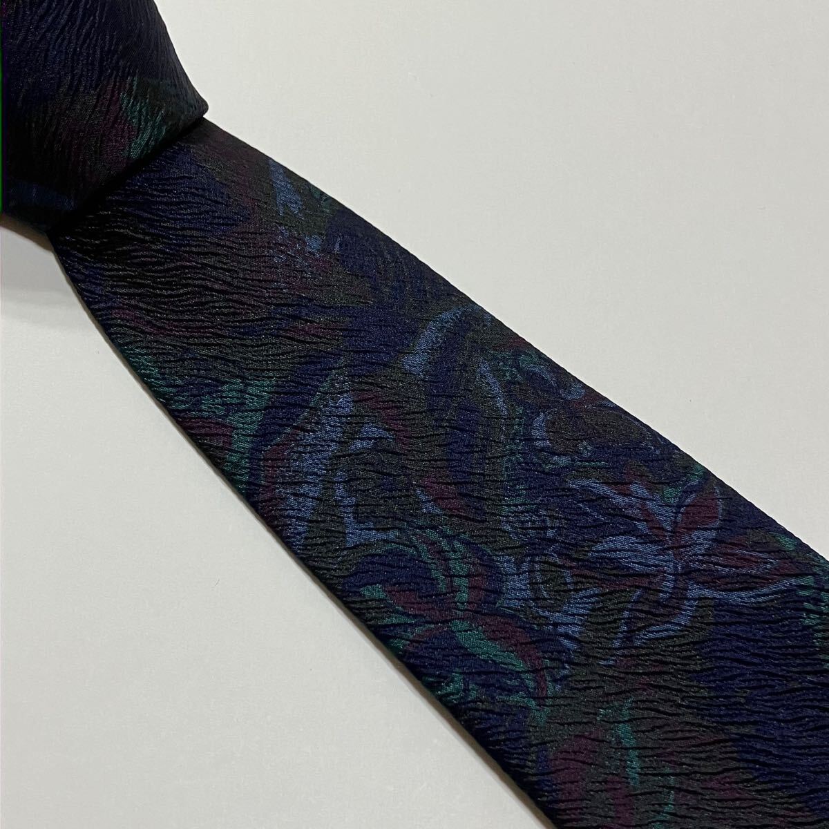 ヴィンテージ 花柄 模様 立体 デザイン ポリ 国産品 古着 ネイビー ブルー ワイン カーキ グリーン 322-9拍卖