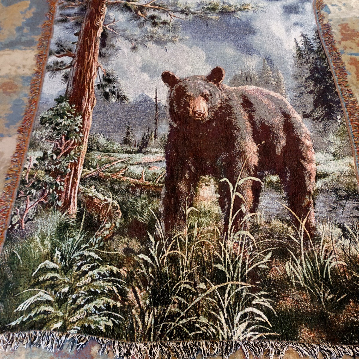 ヴィンテージラグ マルチカバー タペストリー カーペット ブランケット ゴブラン織り アニマル柄 拍卖