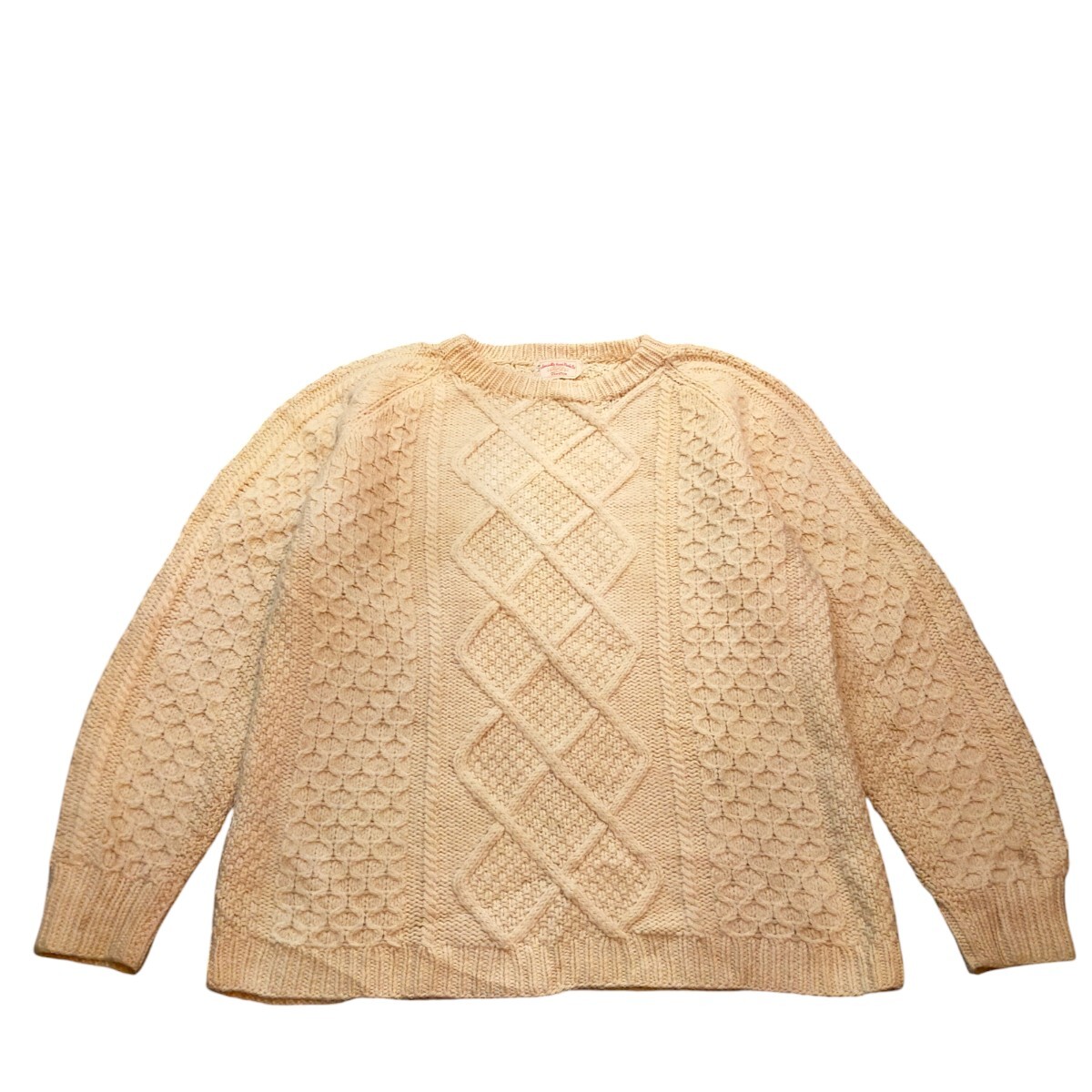 古着 ハンドニットセーター ウールニット ケーブルニット アランニット フィッシャーマン拍卖