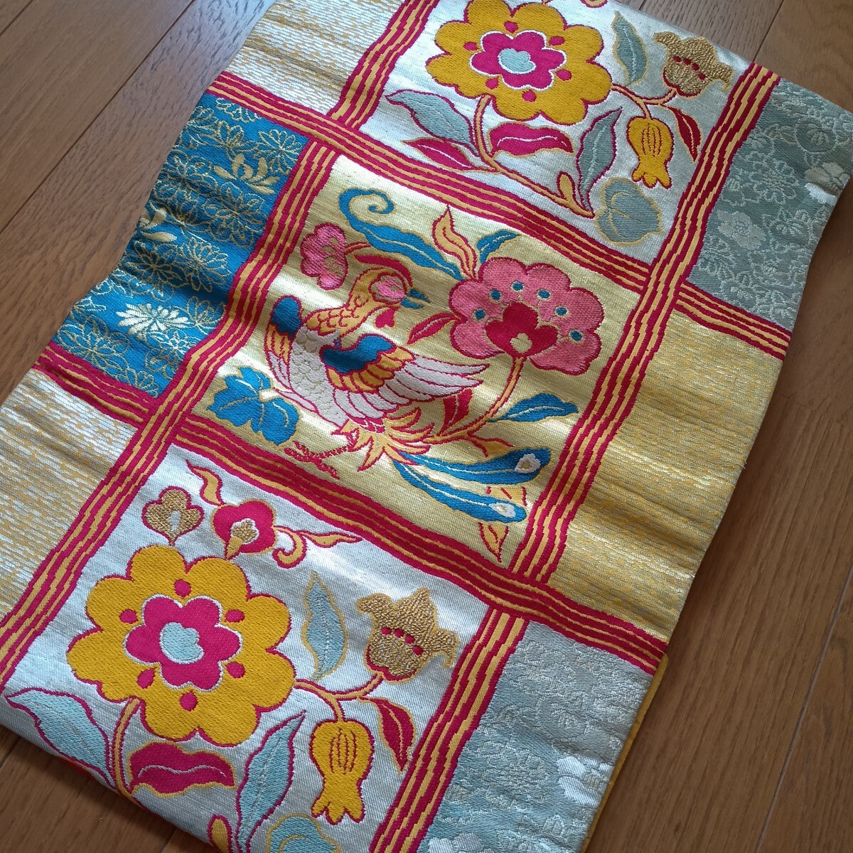 帯 和装 着物 名古屋帯 手芸 材料 インテリア 金糸 銀糸 大正ロマン拍卖