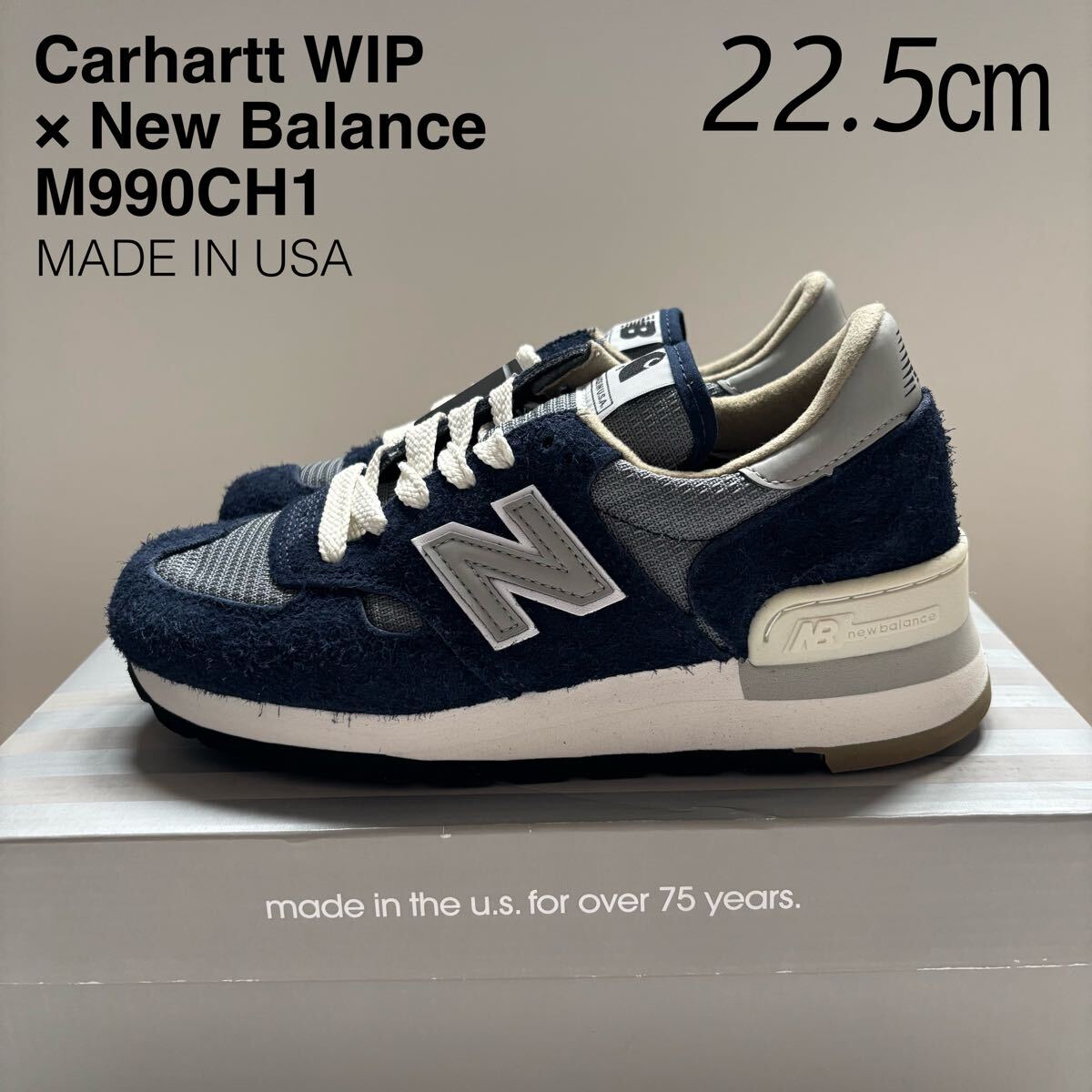 新品 米国製 New Balance ニューバランス × カーハート CARHARTT WIP 990V1 M990CH1 ネイビー 22.5㎝ レディース スニーカー MADE IN USA 拍卖