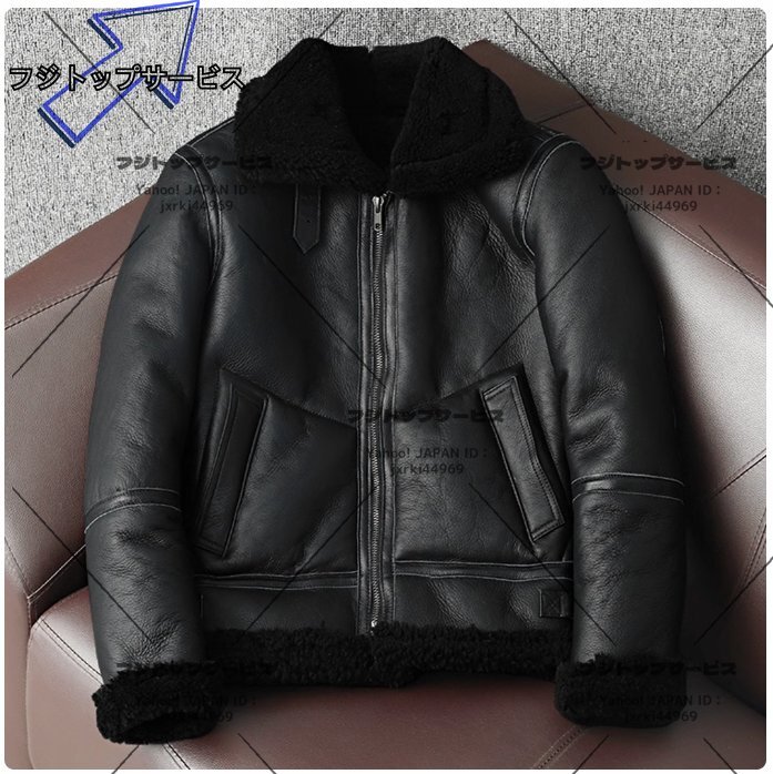 フライトジャケット ムートン コート 馬革 羊革 毛皮一体 冬保温 シープスキン 本革 防寒服 ラムレザー 天然革拍卖