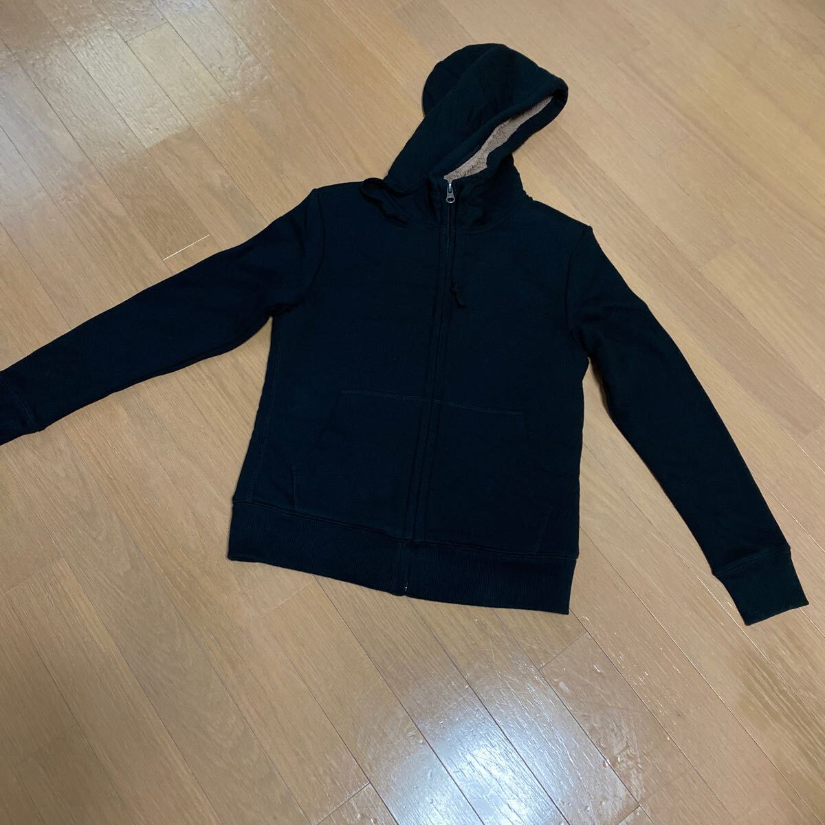 ユニクロ UNIQLO パーカー ジップアップパーカー スウェット 厚手 ブラック 黒 レディース サイズS拍卖