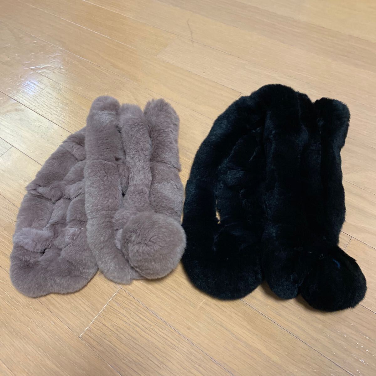 マフラー ブラック 茶系 2点まとめ売り 拍卖