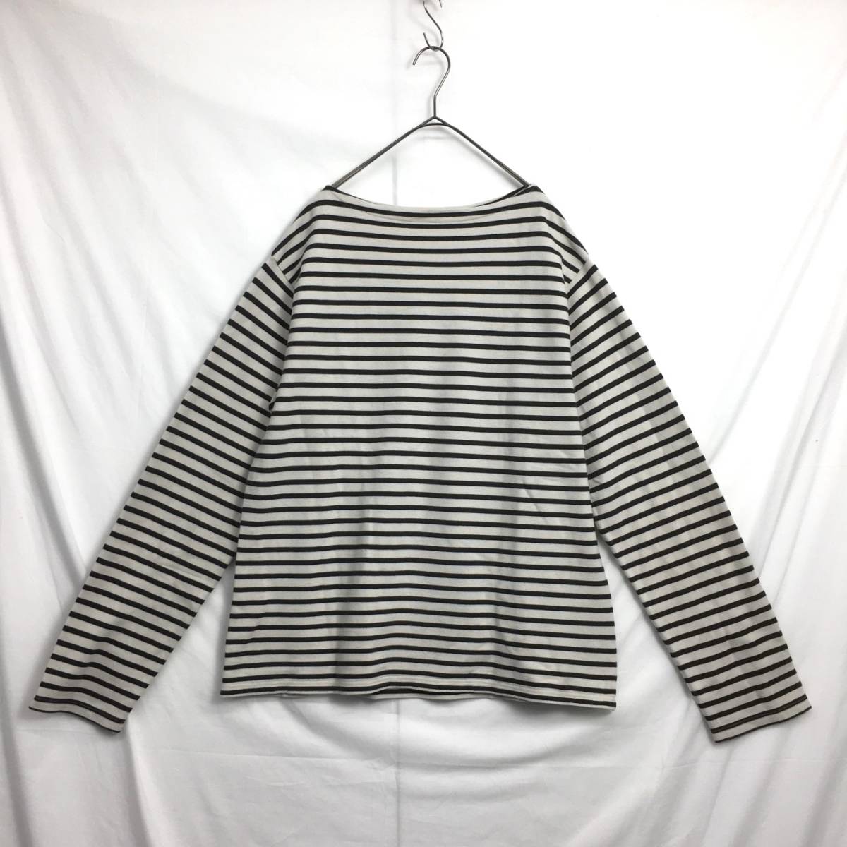 NZ097●LENO : BASQUE SHIRT IVORY BORDER●0●ブラック/アイボリー 定価¥22000- リノ バスクシャツ H2102-CS002拍卖