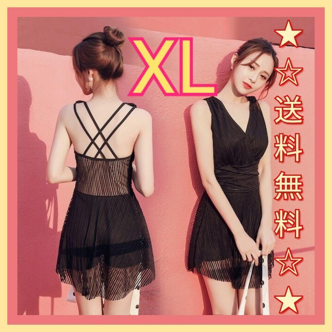 【XL】ワンピースタイプ パッド付 クロスネック Vネック ビキニ ハイウエスト拍卖