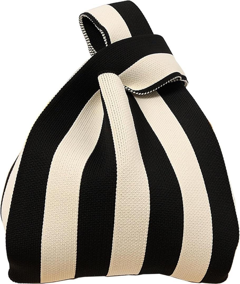 ニットバッグ ミニ トートバッグ レディース 小さめ ストライプ エコバック拍卖