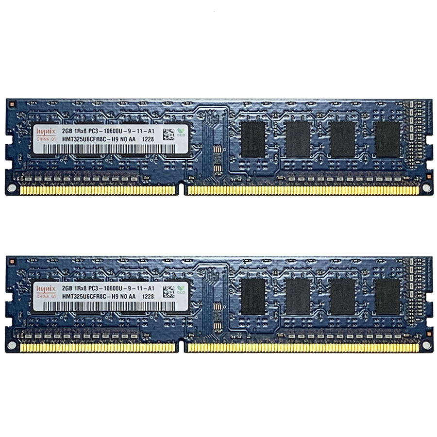 hynix DDR3 PC3-10600 2GB x 2枚組 合計4GB DIMM デスクトップパソコン用 HMT325U6CFR8C の2枚組拍卖