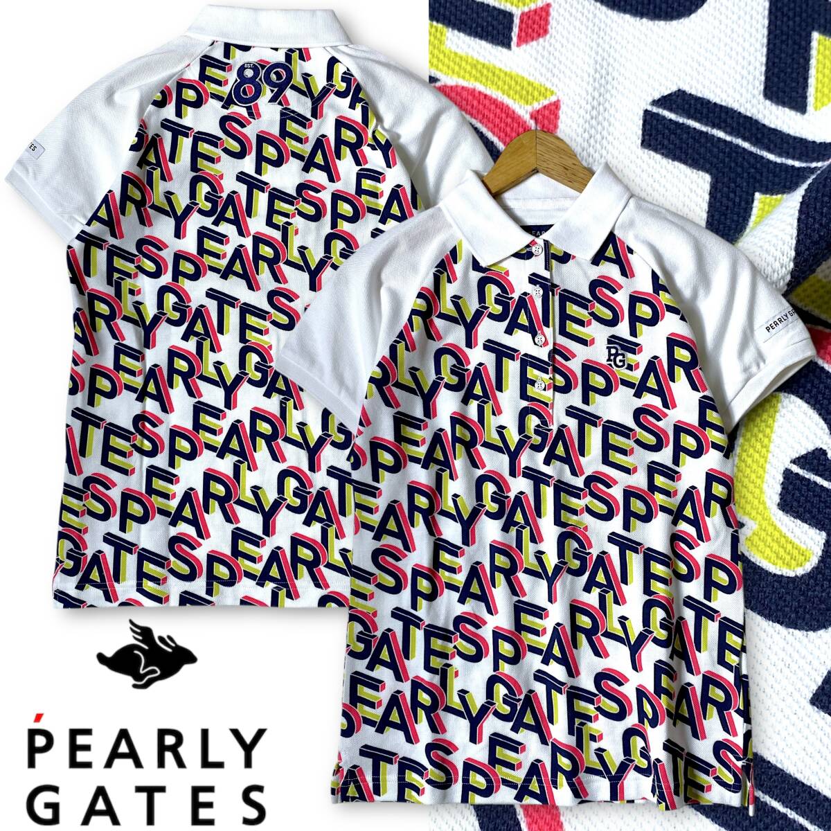 【1】新品 日本製 定2.2万 パーリーゲイツ 胸ロゴワッペン ドライファースト 3Dロゴ 鹿の子 半袖 ポロシャツ PEARLY GATES ゴルフ◆R2244拍卖