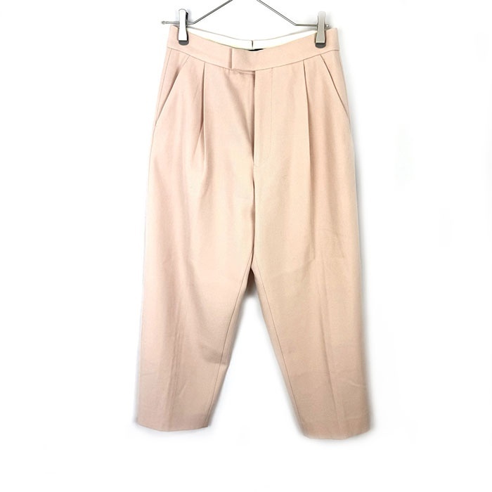 ドゥロワー Drawer テーパードパンツ ワイド ウールツイル ハイウエスト ピンクベージュ 送料無料 h1206w00717 中古 古着 ブランド古着DB拍卖