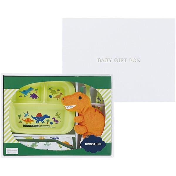 ディノサウルス 恐竜 ベビーギフト お食事セット 5000円 ベビーエプロン ランチ皿 スプーン フォーク DINOSAURS PICTURE BO拍卖