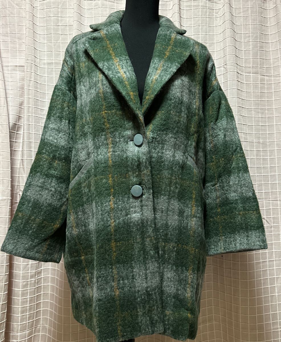 新品 LEPSIM LOWRYSFARM シャギー チェック テーラー コート L チェスター い拍卖