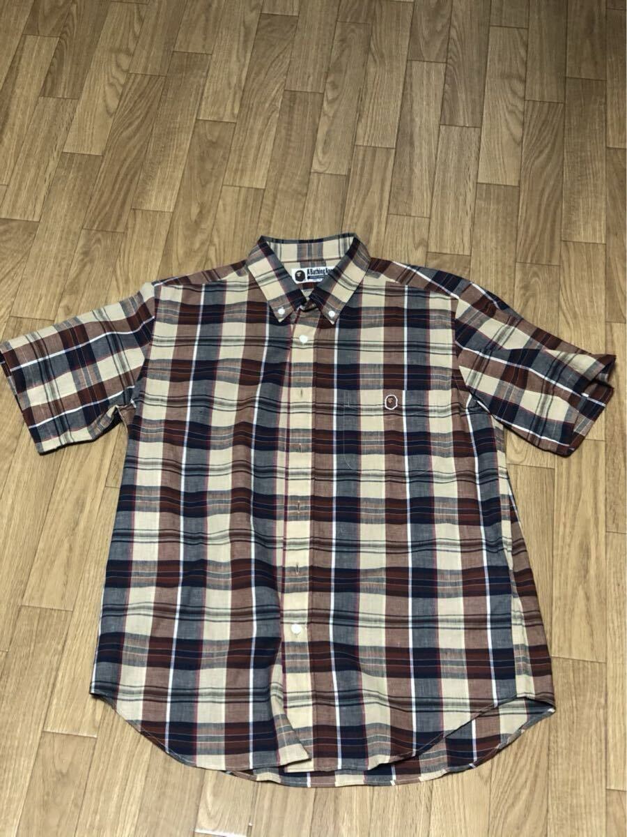 A BATHIG APE 半袖シャツMsize 赤チェック柄 試着のみ新品未使用品拍卖