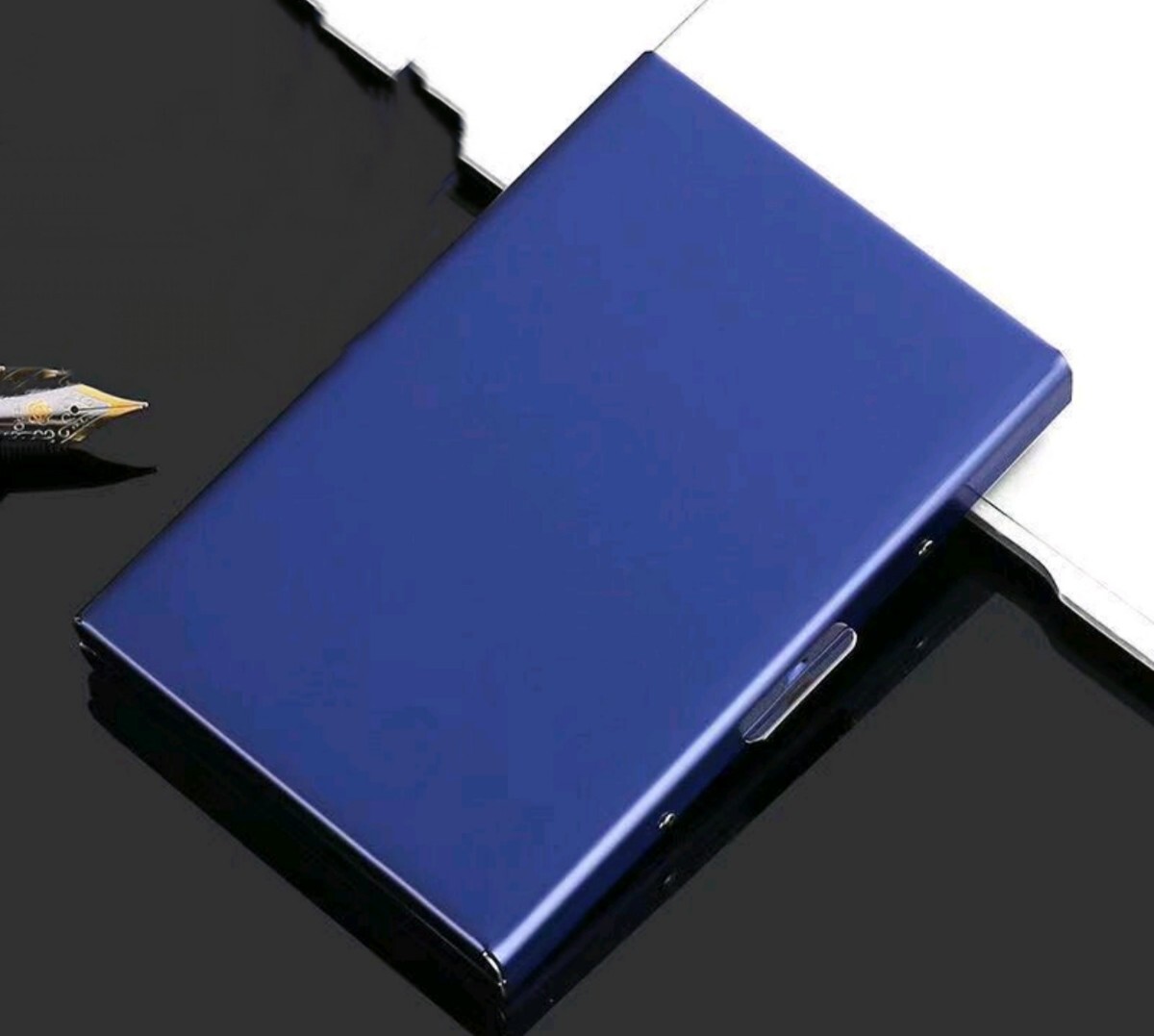 カードケース クレジットカードケース カード入れ ワンタッチ 薄型 ブルー拍卖