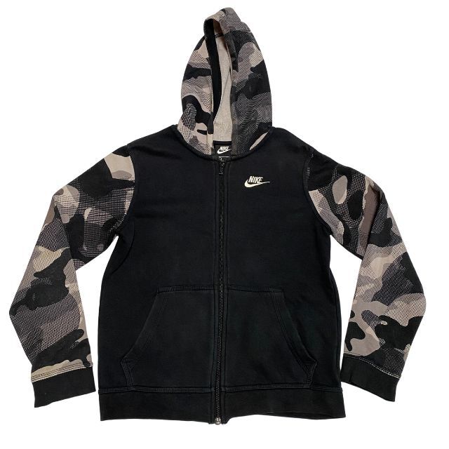 ナイキ ジップパーカー フーディースウェット 迷彩 裏起毛 スポーツ メンズ NIKE キッズ165 トレーニング ストリート 雅瀬1167拍卖