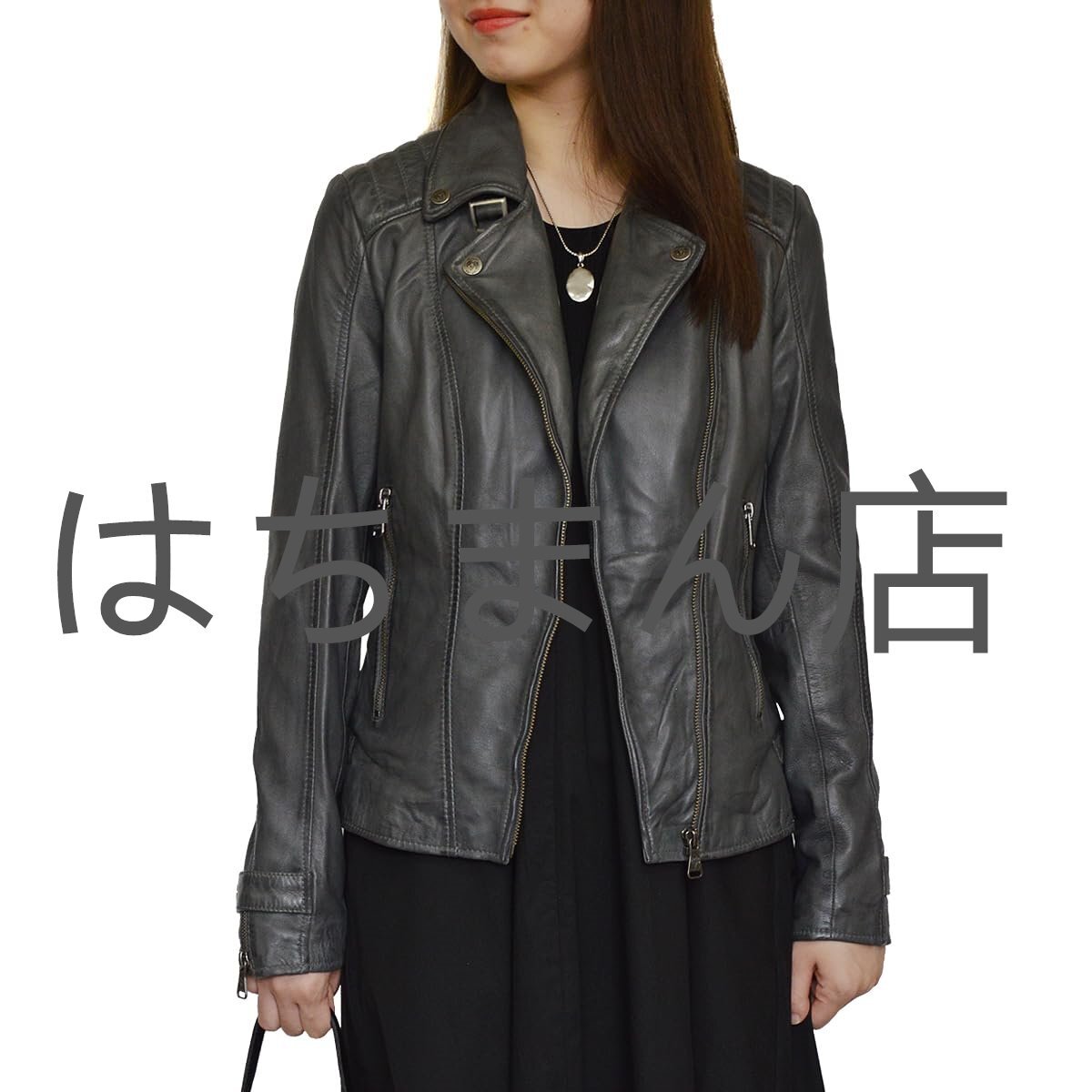 レディース 本革 レザージャケット ダブルライダースジャケット 革ジャン ダブル ライダース 本革ジャケット グレー M-2XL拍卖