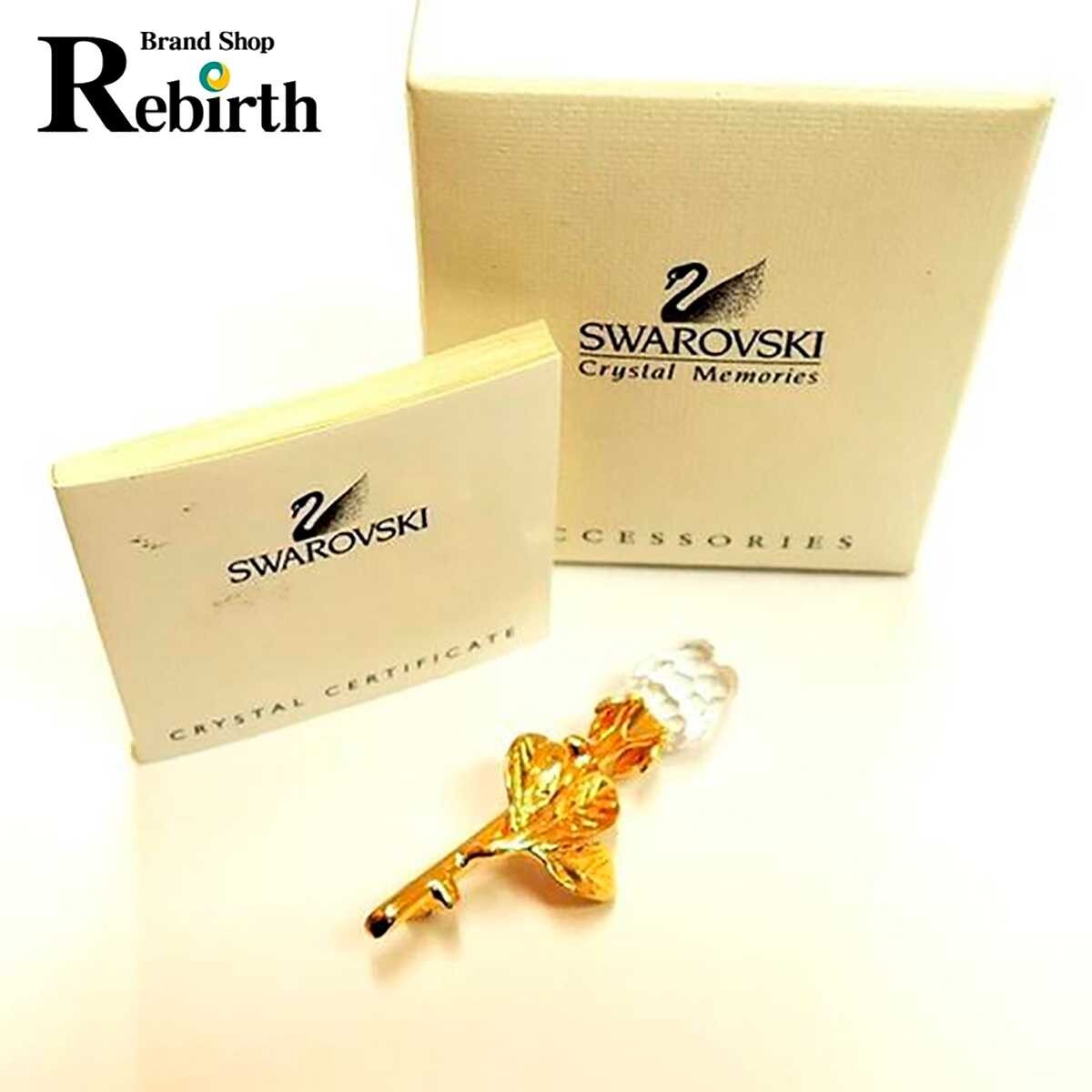 SWAROVSKI/スワロフスキー ブローチ バラ クリア×ゴールド FS-nt拍卖