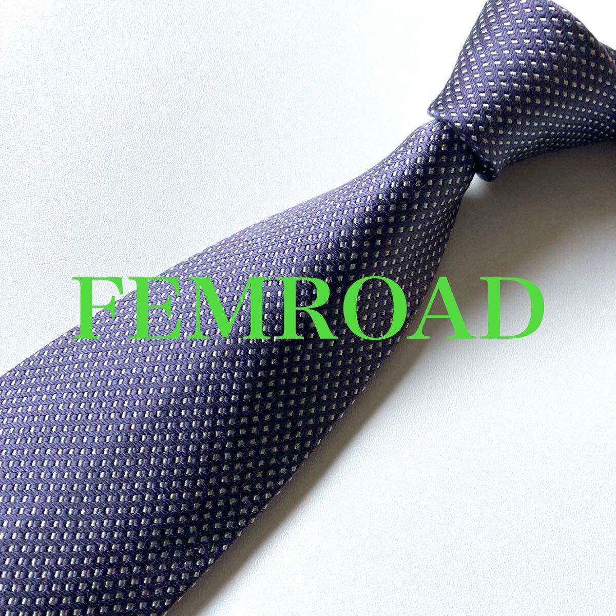 ネクタイ FEMROAD ビンテージ品 日本製 SILK グレー系 ドット柄 ビジネス 即決拍卖