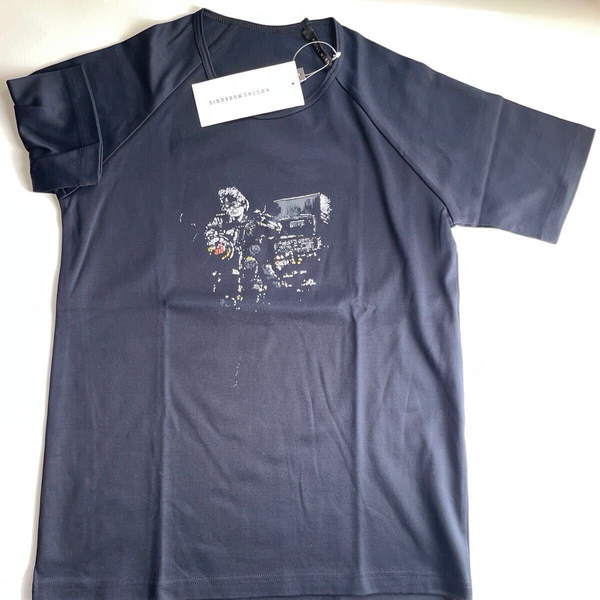 新品未使用 ★ kostas murkudis Tシャツ 半袖 コスタスムルクディス S 半袖 カットソー 黒 希少 レア タグ付き プリント 送料無料 即決有り拍卖