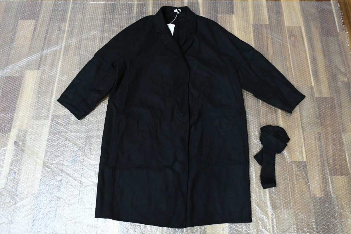 trok914 新品未使用 ユニクロ UNIQLO ダブルフェイスラップコート 黒 ブラック XXLサイズ アウター レディース 冬服 タグ付き拍卖