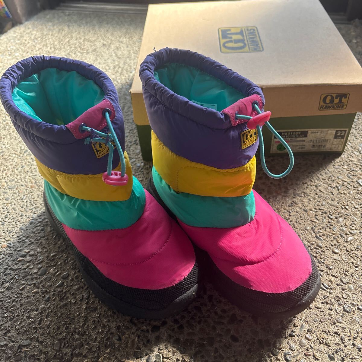 ブーツ★スノーブーツ★G.T.HAWKINS★中古★22cm★子供★キッズ★冬★ピンク★エメラルドグリーン★イエロー★パープル拍卖