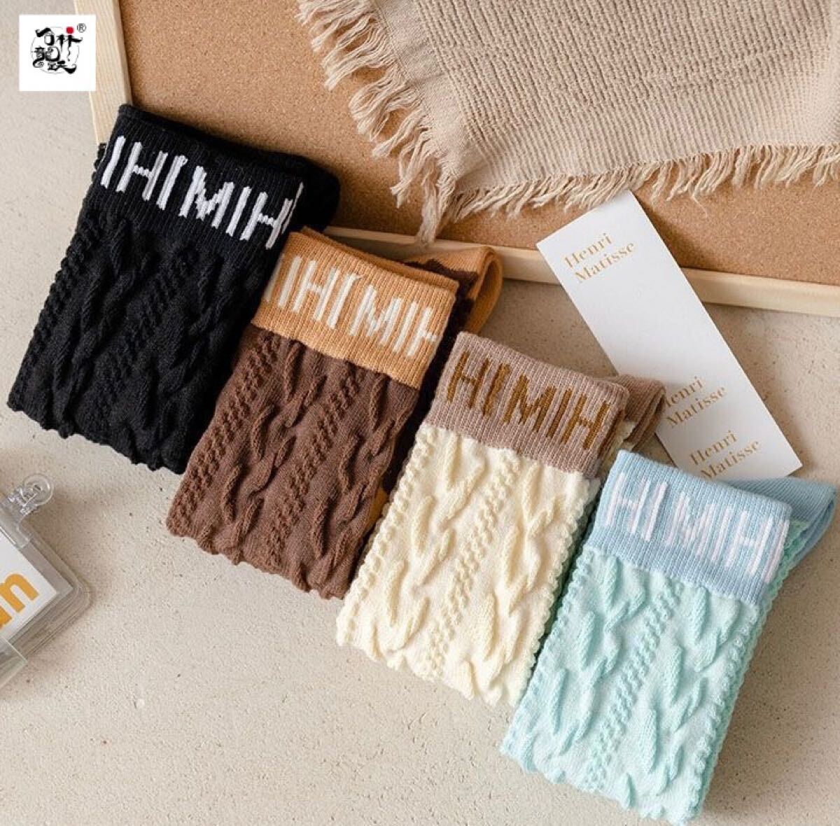 ファッション 合わせやすい 四季スタイル 薄い青色 ふくらはぎソックス拍卖