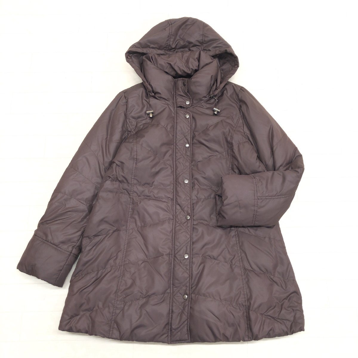 ◆Chumandor チュマンドール フーデット ダウンコート L ダークブラウン ダウンジャケット ハーフコート アウター レディース 女性用拍卖