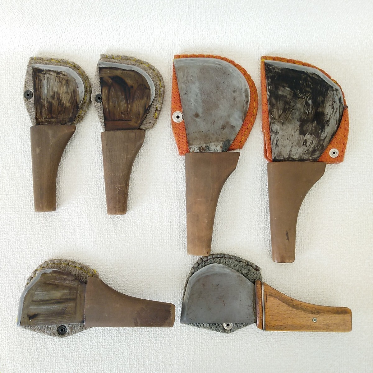 革裁ち包丁 丸包丁 レザーナイフ 革包丁 皮裁ち 皮切 / 池袋 金子 仲次 / 大工道具 工具 6本セット拍卖