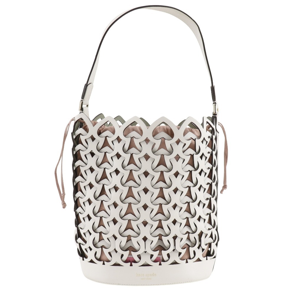 Kate Spade ケイトスペード ドリー ラージ バスケット ショルダーバッグ レザー 白/ピンク レディース【I211723093】中古拍卖