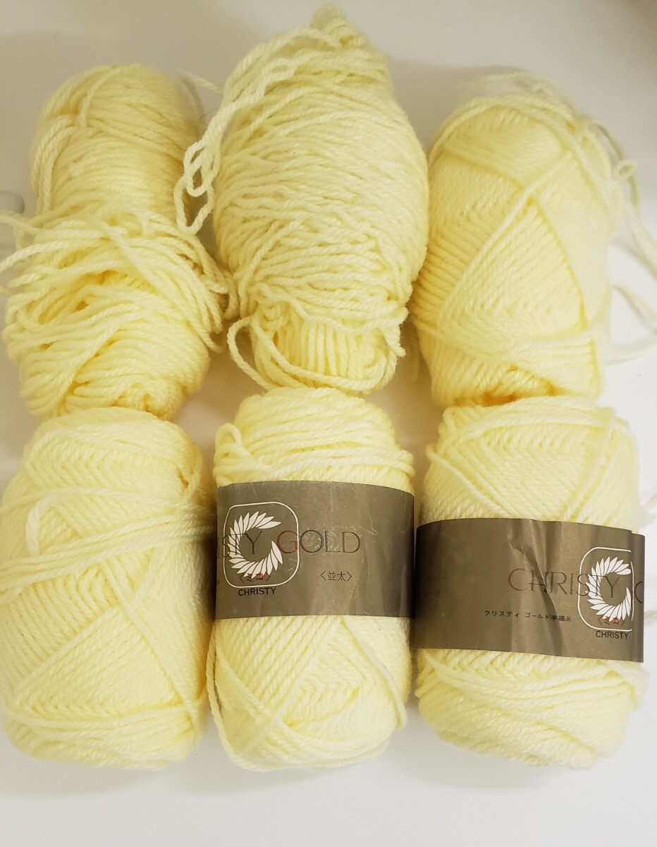 毛糸 クリーム色 クリスティゴールド手編み 並太 アクリル100%拍卖