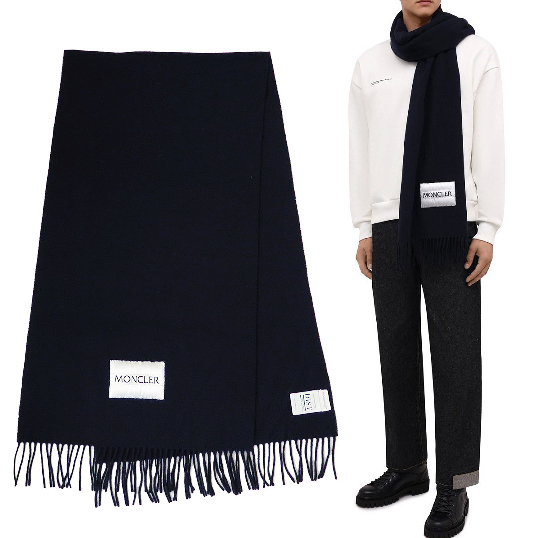 送料無料 156 MONCLER モンクレール 3C00018 A0152 ネイビー マフラー SCIARPA拍卖