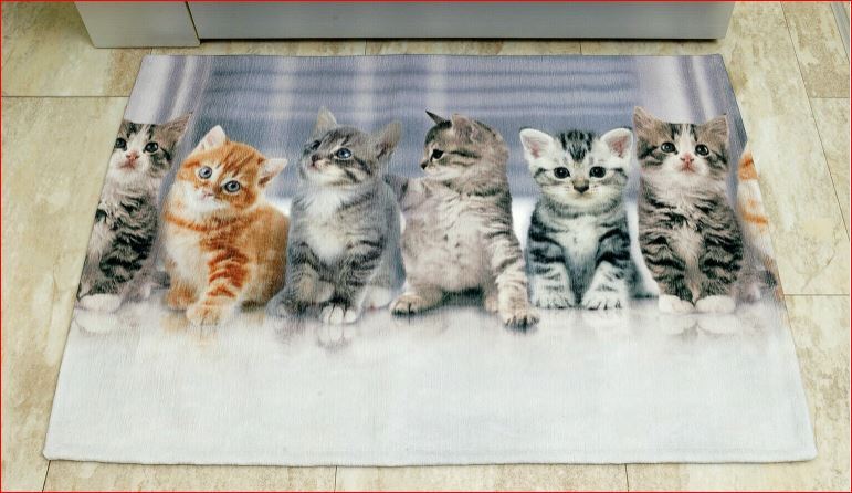 キッチンマット 58×80cm ねこ 洗濯機で洗えます イタリー製 猫 キャット 玄関マット ロングマット 廊下敷 全国送料無料拍卖