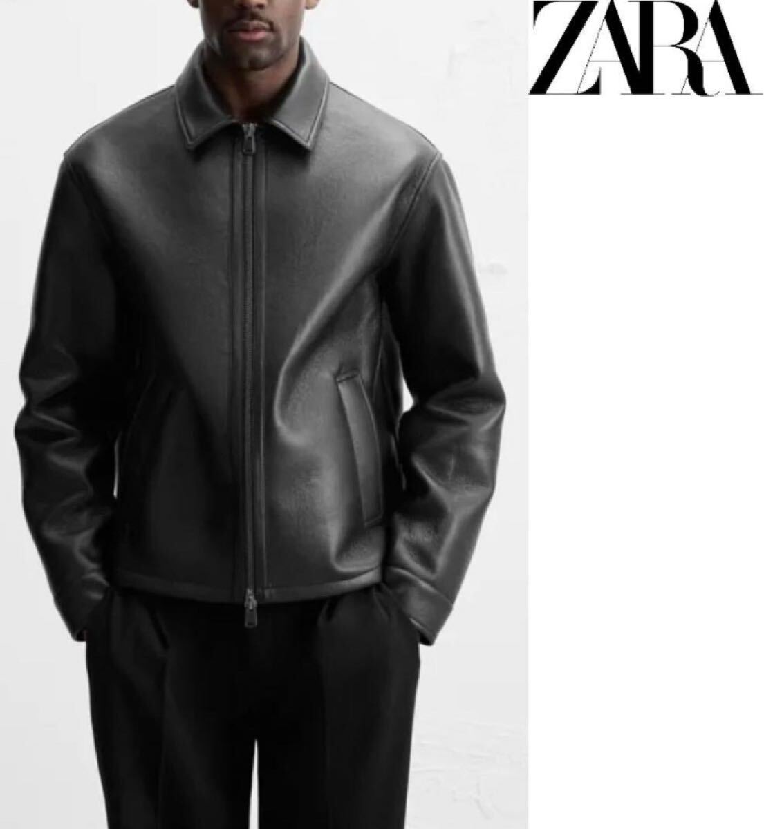 送料無料 新品 ZARA フェイクレザージャケット USサイズ M拍卖
