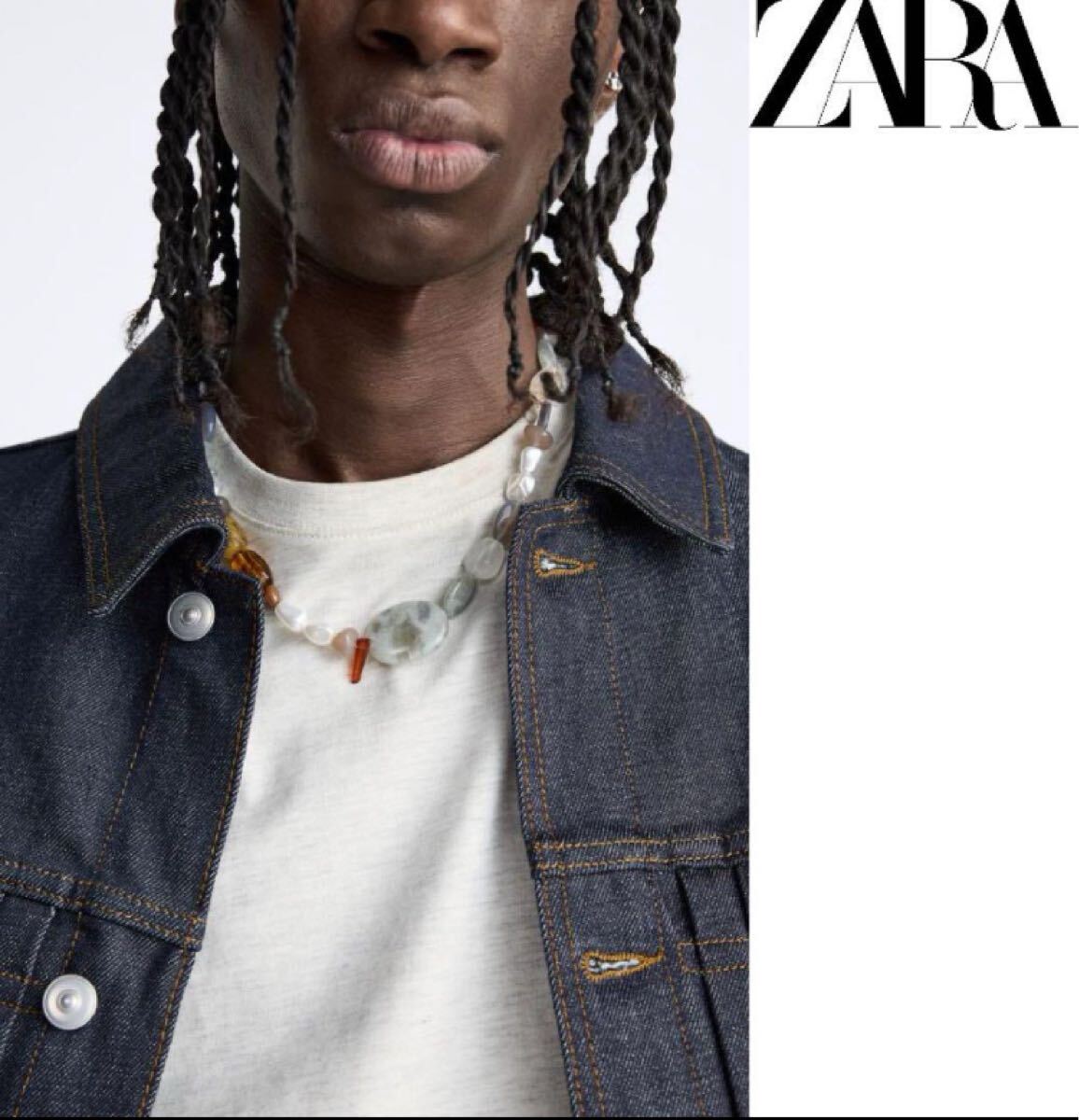 送料無料 新品 ZARA コントラストストーン付きネックレス M拍卖