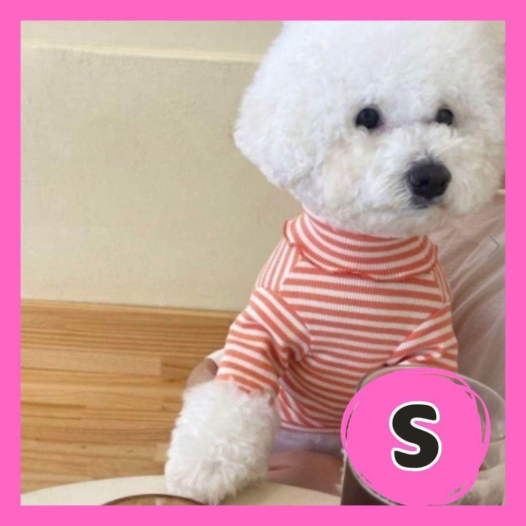 犬服 ペット服 ドッグウェア ボーダー ニコちゃん タートルネック ピンク S拍卖