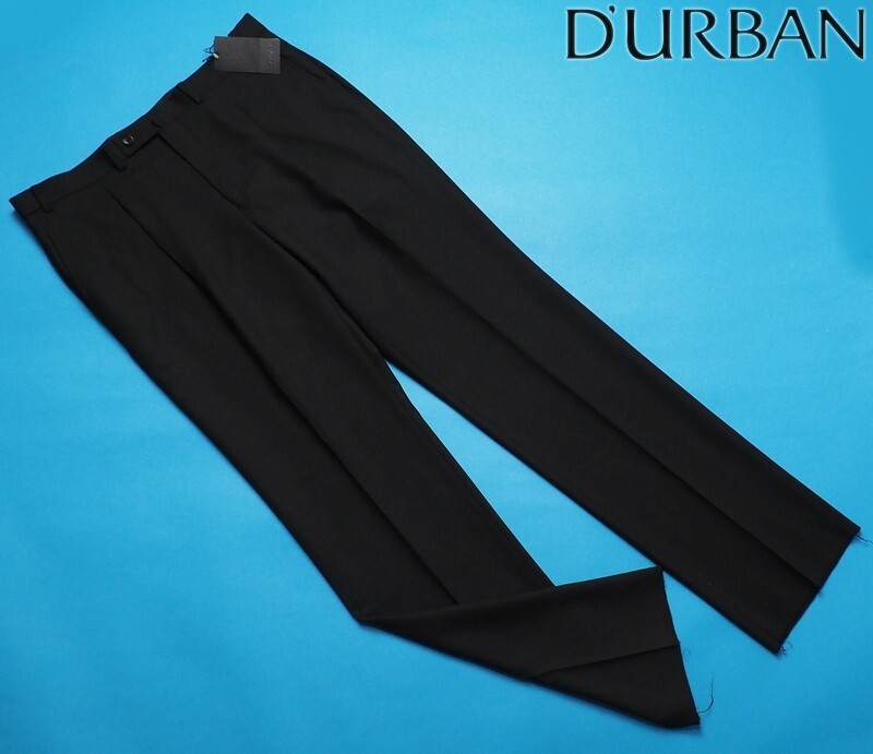 新品定価2.8万円 D'URBAN ダーバン 春夏秋 日本製 平織りウール100% パンツ/スラックスW91黒(99) 2243101拍卖