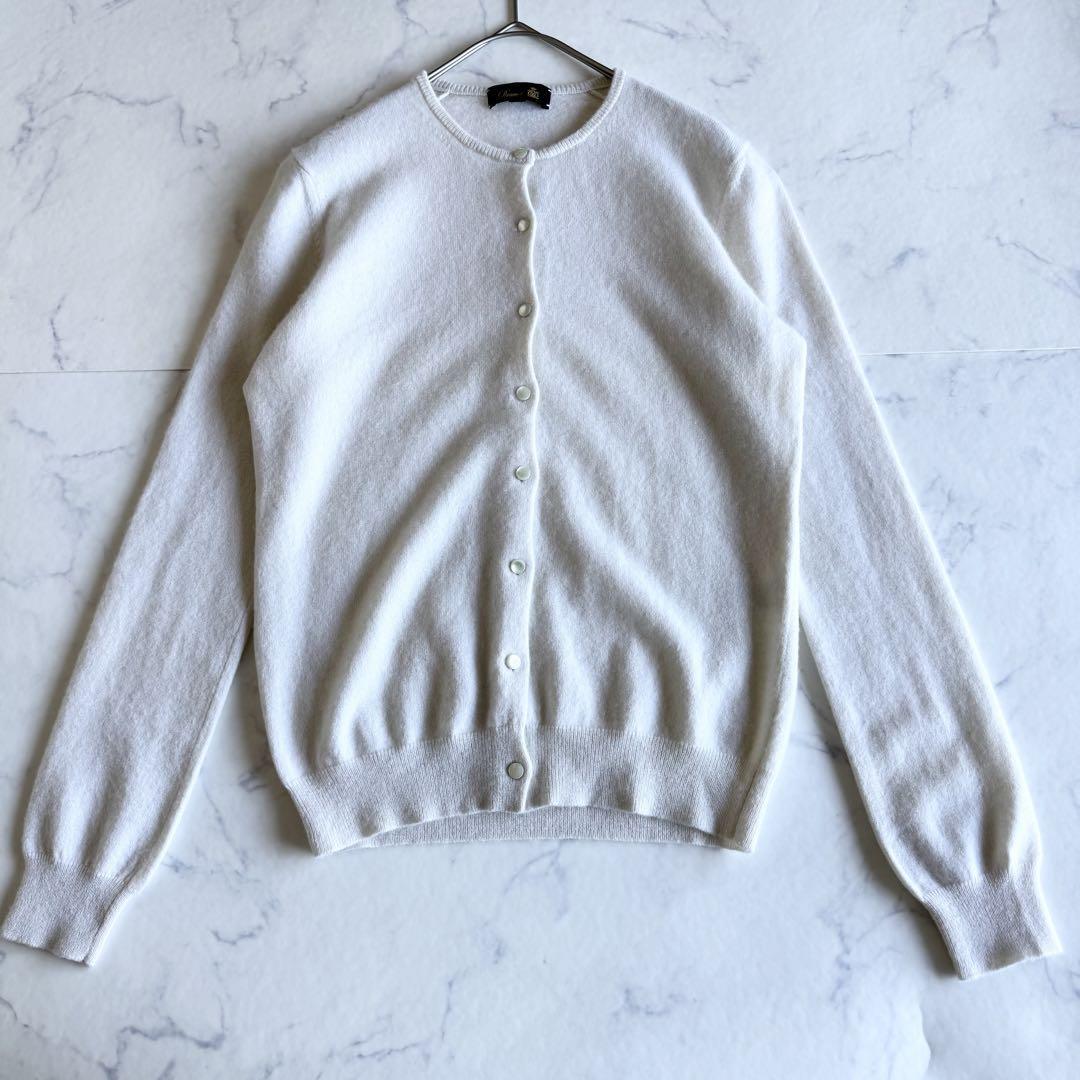 石井美保さん着用 美品 20AW ドゥロワー Drawer 14G カシミヤ100% クルーネックカーディガン カシミア ニット ロゴボタン 白 セーター S 1拍卖