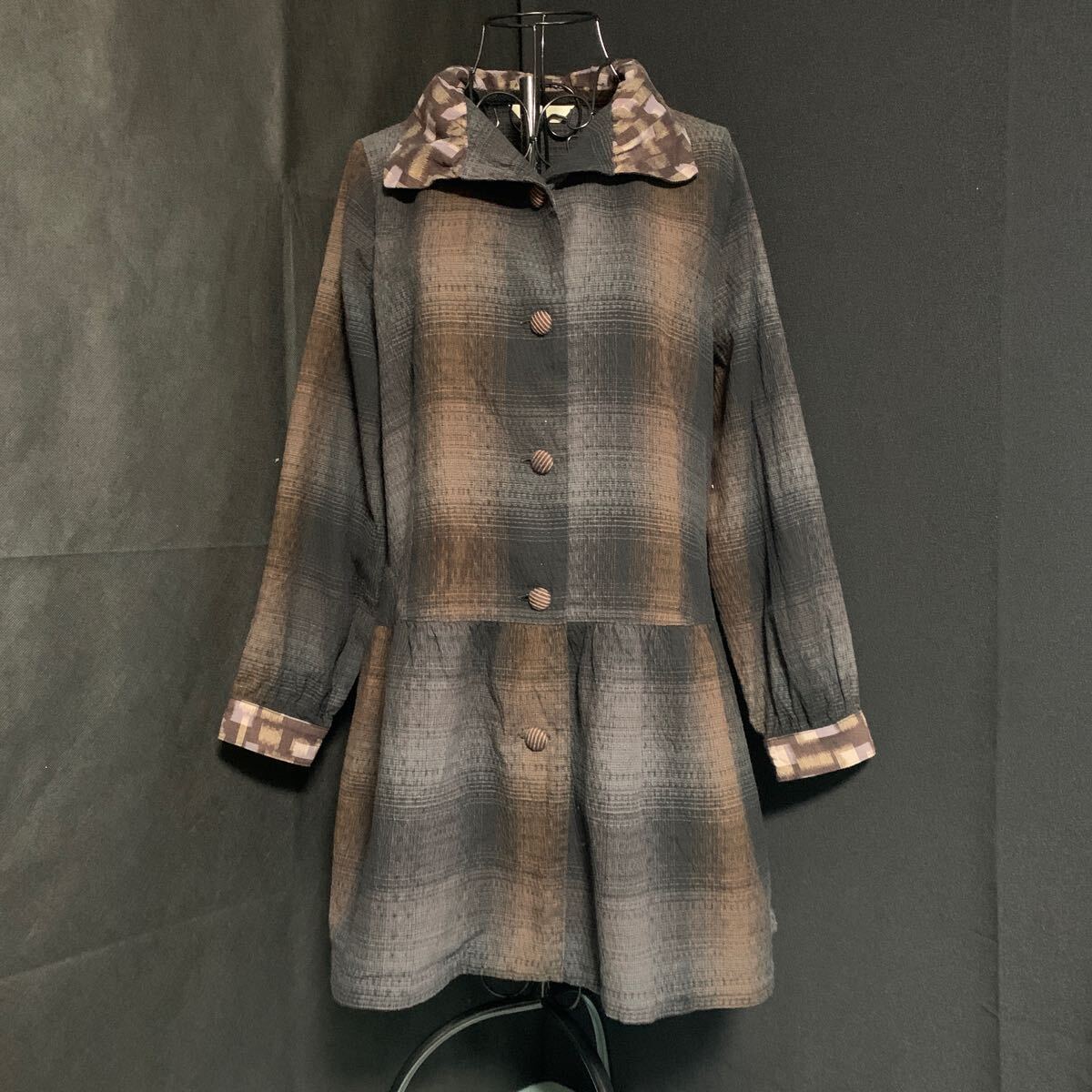 ☆彩藍 さいあい ジャケット ワンピース 生地 リメイク 素材 ハンドメイド 古布 型染め 絣 手作り パッチワーク カスリ かすり (A-1247)拍卖