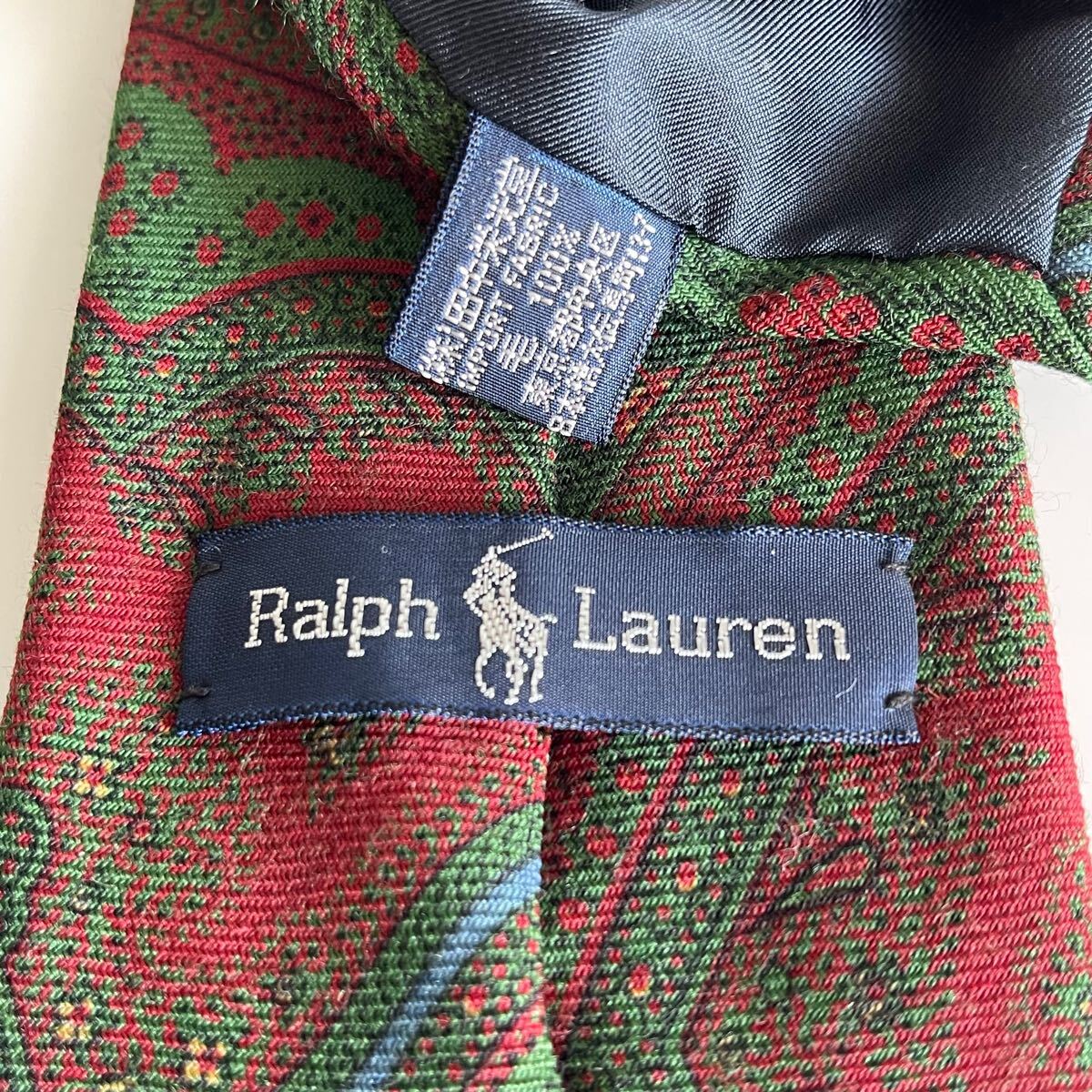 RALPH LAUREN( ラルフローレン)ペイズリー赤青緑ネクタイ拍卖