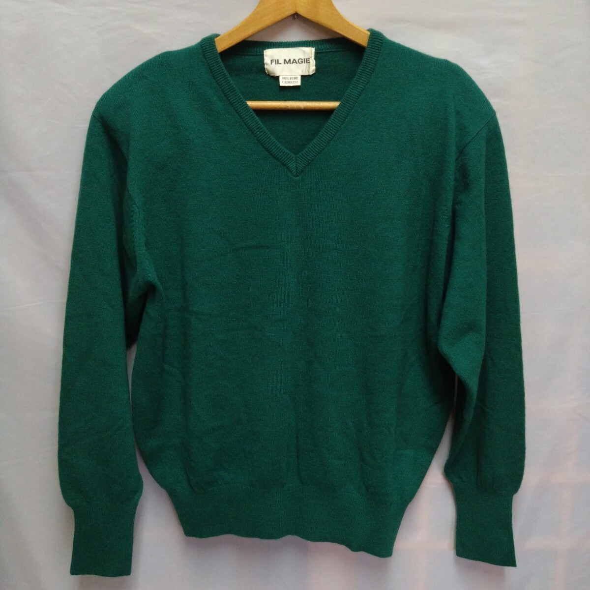 【カシミヤ100%】 FIL MAGIE フィルマジ ニット セーター グリーン系 肩パット脱着可 カシミア 100% PURE CASHMERE ヤフオク多数出品拍卖